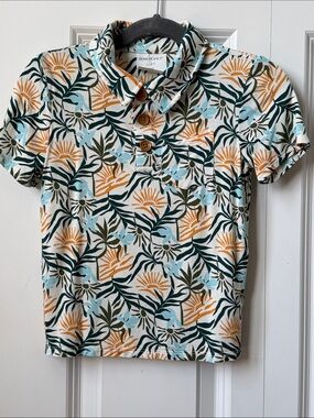 Posh Peanut Floral Polo Shirt - Blue/Green/Orange